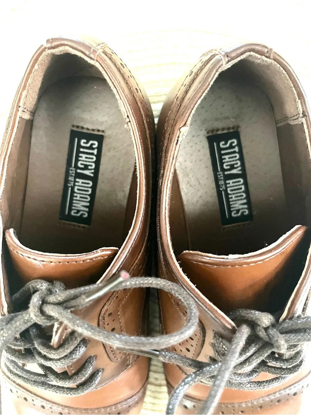 Stacy Adams Two-Tone Brown Leather Cap-Toe Derby